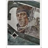 Werner Molders Rare WW2 Luftwaffe fighter ace signed 6 x 4 colour Willrich postcard. Good Condition.