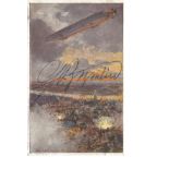 Ferdinand Count Zeppelin signed 6 x 4 colour 1915 postcard. Handwritten on back with Friedrichfeld