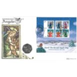 Angels coin cover. Benham official FDC PNC, with 2000 Isle of Man 50p coin inset. Nasareth Gwynedd