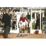George Eastham Signed Arsenal Football 8x12 Photo. Good Condition. All signed items come with our