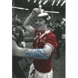 Gordon Hill Signed 1977 Manchester United Fa Cup Football 8x12 Photo. Good Condition. All signed