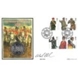 Mark Urban signed The Battle of Waterloo 1815 coin cover. Benham official FDC PNC, with 2006 Isle of