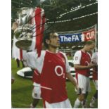 Robert Pires Signed Arsenal Fa Cup Football 8x10 Photo. Good Condition. All signed items come with