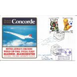 Capt J Cook, SFO B Oliver and SEO W Dobbs signed British Airways Concorde flown cover - Madrid-
