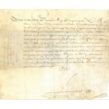 King Louis XIV document signed by him and handwritten letter signed by Michel le Tellier 1654. Known