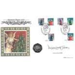 Diane Louise Jordan signed Christmas Angels 2007 coin cover. Benham official FDC PNC, with 1997 Isle