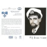 Hans George Hess 6x4 signed b/w photo Iron cross recipient complete with bio card. WW2 Uboat