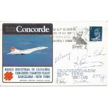 British Airways Multisigned Concorde flown cover. Banco Industrial de Cataluna Barcelona, New York