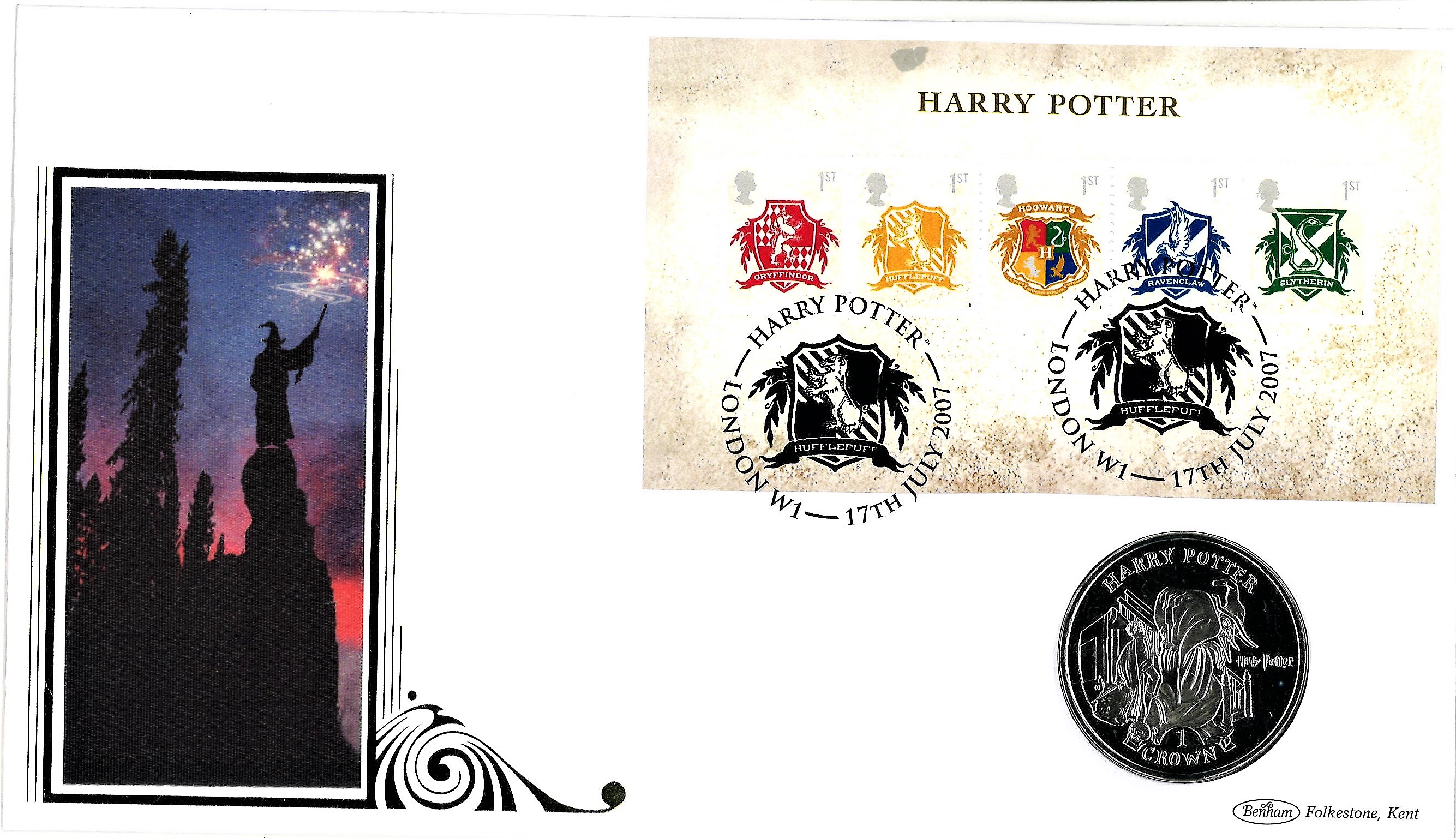 Harry Potter coin cover. Benham official FDC PNC, with 2004 Isle of Man coin inset. London W1 17/7/