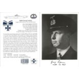 Captain George Lassen signed 6x4 photo Iron cross recipient complete with bio card. WW2 Uboat