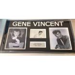 Music Gene Vincent 16x27 overall professionally framed signature piece including two 8x6 b/w photos,