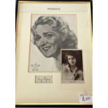 Mary Pickford 18x13 overall framed signature piece including 10x8 mounted pencil sketch print, 5x3