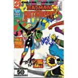 Batman Outsiders triple signed comic by Adam West (Batman), Burt Ward (Robin) and Bob Kane co-