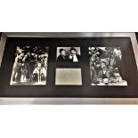 Laurel and Hardy 17x32 overall professional framed signature piece including 2, 9x7 b/w photos, 1,