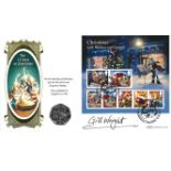Gill Wright signed Christmas with Wallace and Gromit coin cover. Benham official FDC PNC, with