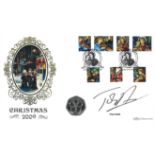 Toby Anstis signed Christmas 2009 coin cover. Benham official FDC PNC, with 1925 George V sixpence