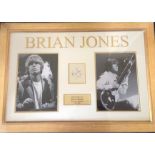 Music Brian Jones 21x30 overall professionally framed signature piece including two mounted 11x8 b/w