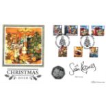 Sian Reeves signed Christmas 2010 coin cover. Benham official FDC PNC, with 2002 Isle of Man 50p