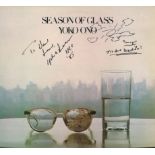 Music Season of Glass Yoko Ono album cover signed by Yoko Ono on the front with message on reverse