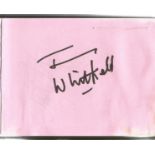 Small entertainment autograph book. 12 signatures. Includes John Tidmarsh, June Whitfield, Justin