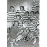 Bobby Lennox, B/W Signed 12 X 8 Photo Depicting Celtic Players Celebrating With The League Cup In