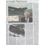 Signature and Obituary of Squadron Leader Thomas Clifford Tony Iveson DFC 616 Squadron Battle of