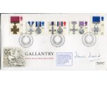 BATTLE OF BRITAIN. 1990 Gallantry FDC with full set of stamps, signed by Battle of Britain ace Group