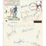 Full Man Utd 1968 European Cup final team and Busby signed cover comm. The match against Benfica.