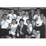 Tottenham 1961, B/W Signed 12 X 8 Photo Depicting The Team And Manager Bill Nicholson Raising