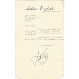 Arthur English TLS typed signed letter dated 15/7/55. Good Condition. All signed items come with our