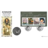 Sir Francis Drake coin cover. Benham official FDC PNC, with 2003 British Virgin Islands dollar