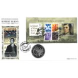 Robert Burns coin cover. Benham official FDC PNC, with 1996 Crown coin inset. Alloway Ayr 22/1/