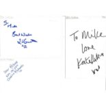 Actresses signed 6x4 white index card collection. 400 cards. Some have irregular cut pieces attached