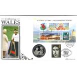 Celebrating Wales coin Cover. Benham official FDC PNC, with 2006 Republic of Sierra Leone Crown coin