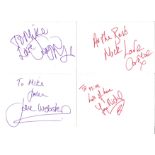 Actors and Actresses signed 6x4 white index card collection. 550 cards. Some have irregular cut