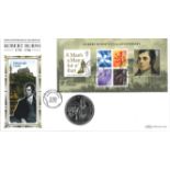 Robert Burns coin cover. Benham official FDC PNC, with 1996 Crown coin inset. Alloway Ayr 22/1/