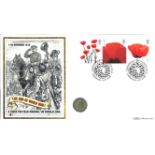The End of World War I coin cover. Benham official FDC PNC, with George V silver shilling coin