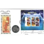 Vicky Binns signed Pantomime Christmas 2008 coin cover. Benham official FDC PNC, with 2006 Isle of