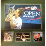 Tennis Andy Murray 20x20 mounted signature piece one 16x11 signed colour photo holding the US open