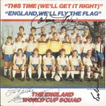 Football England 1982 world cup single This Time signed by Cyril Regis, Viv Anderson and Laurie