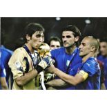 Football Gianluigi Buffon 12x8 signed colour photo pictured celebrating Italy's victory in the