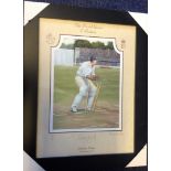 Cricket Godfrey Evans signature piece framed to an overall 19x15 overall David Gower Collection