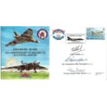 Lord Tebbit, Air Comm Ray Davenport and Grp Cptn John Slessor signed Vulcan B2-XL426 cover. Good