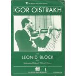 Igor Oistrakh and Leonid Block signed to front of 1985 concert programme. Good Condition. All signed