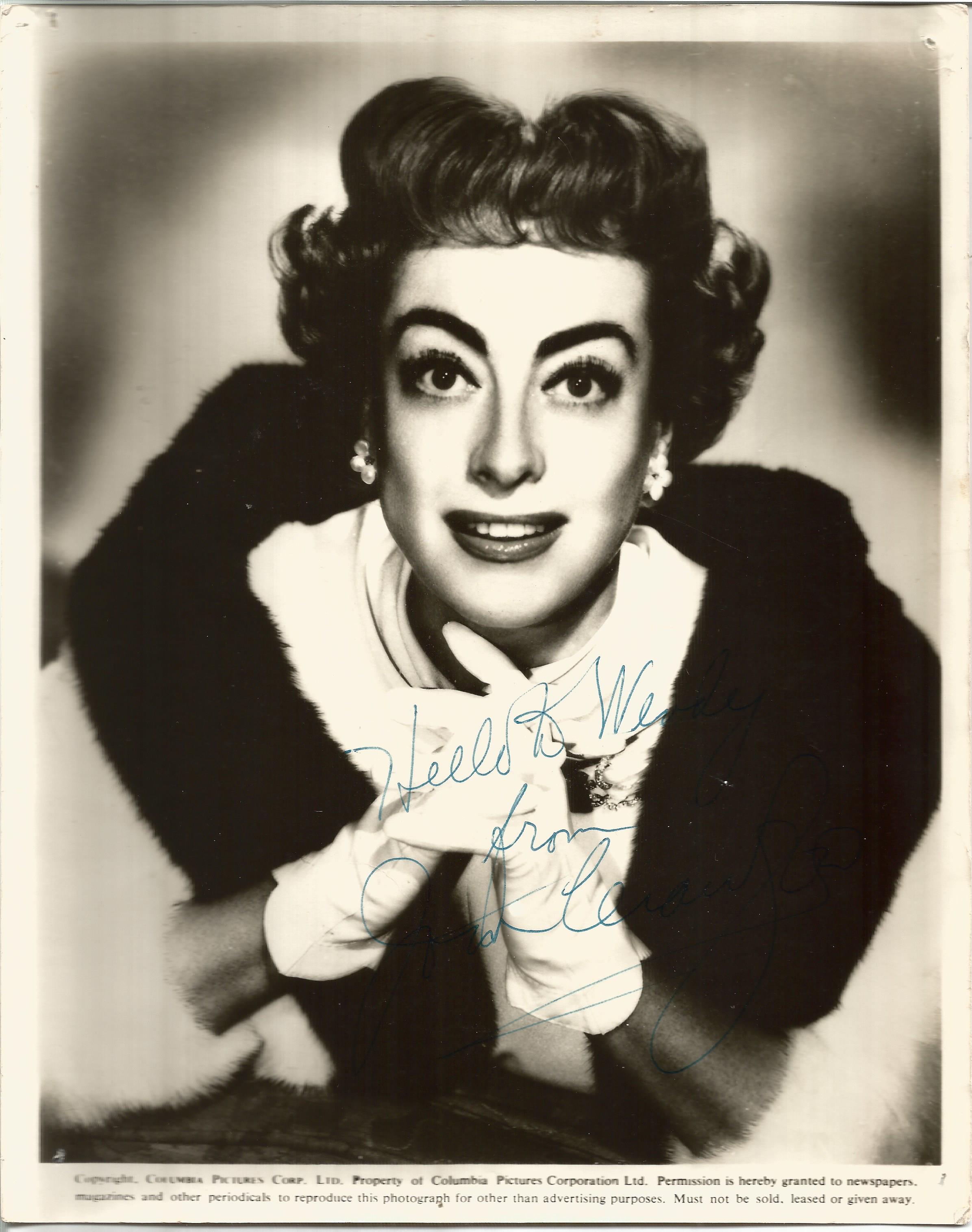 Joan Crawford signed 10x8 b/w photo. March 23, c. 1904- May 10, 1977) was an American film and