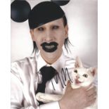 Marilyn Manson signed 10x8 colour photo. American singer, songwriter, musician, composer, actor,