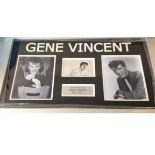Music Gene Vincent 16x27 overall professionally framed signature piece including two 8x6 b/w photos,