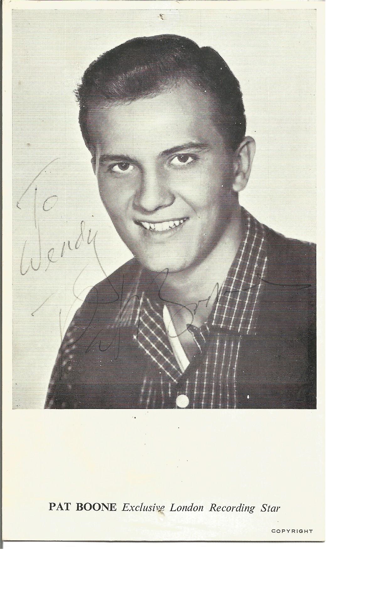 Pat Boone signed 6x4 vintage photo. American singer, composer, actor, writer, television