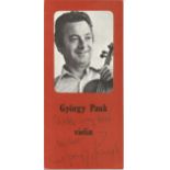 Gyorgy Pauk violinist signed biographical booklet with portrait photo to front signed on this