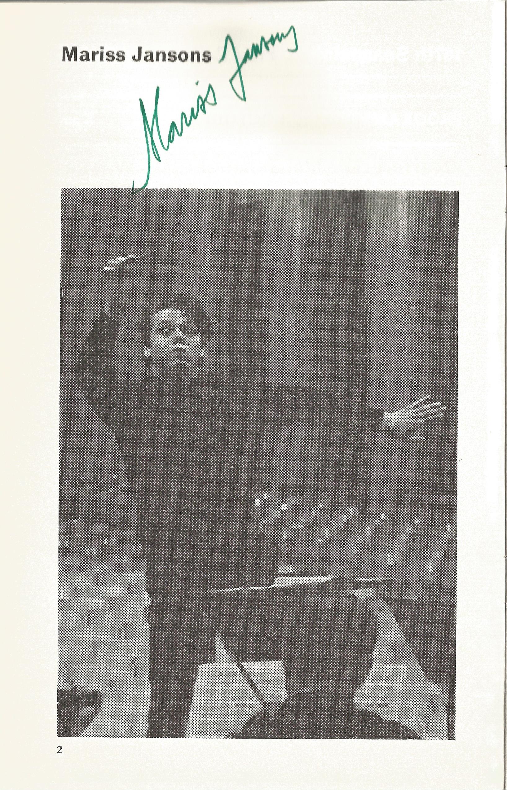 Mariss Jansons conductor, Victor Tretiakov violin signed 1978 concert programme. Good Condition. All